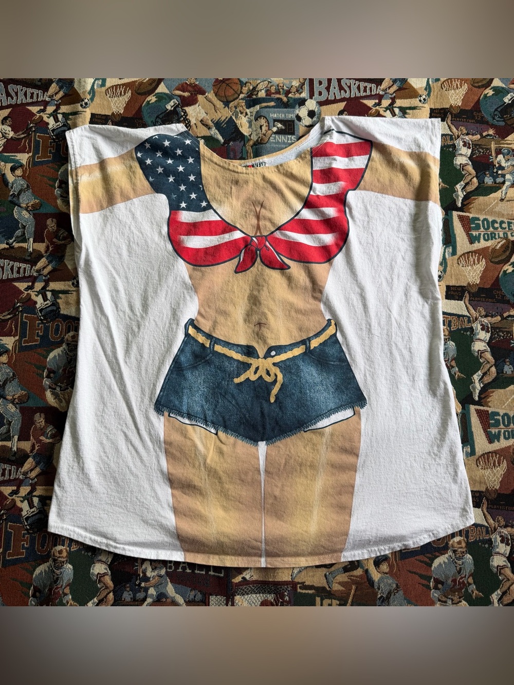 Vintage 90s Women’s Fun 2 Wear American Flag Bikini Shirt Cover Up One Size
